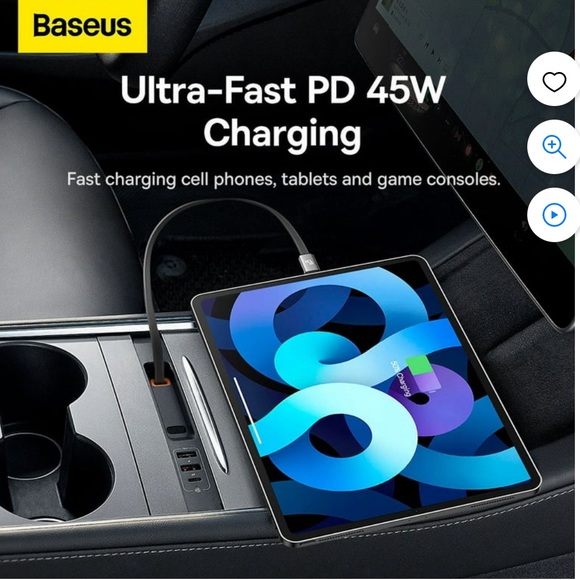 Baseus T-Space Series Car HUB for Tesla Docking Station PD 45W Fast Charger - Picture 5 of 9
